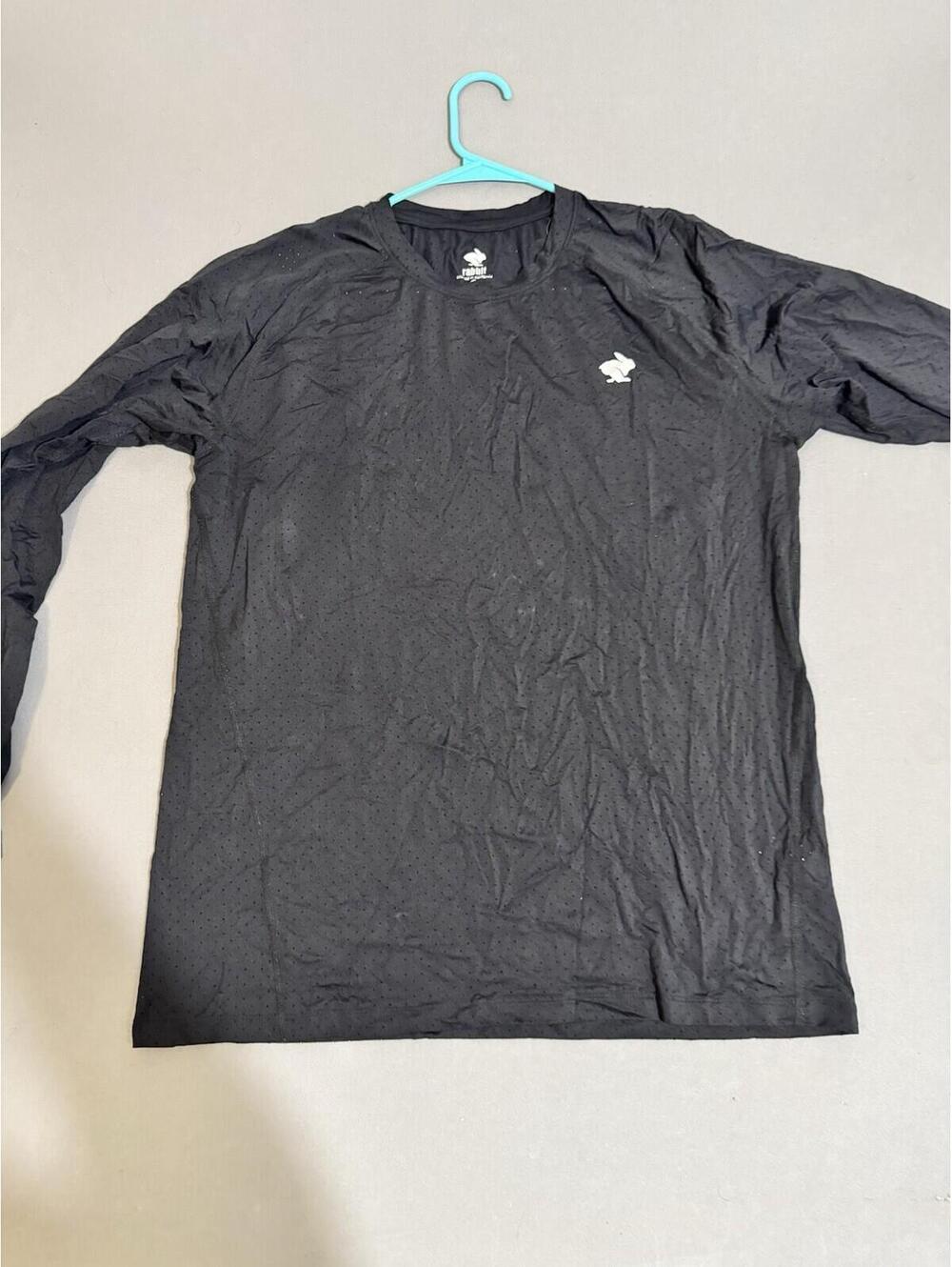 Rabbit Running EZ Tee Shirt Mens XL Black Vented Mesh Long Sleeve Lightweight